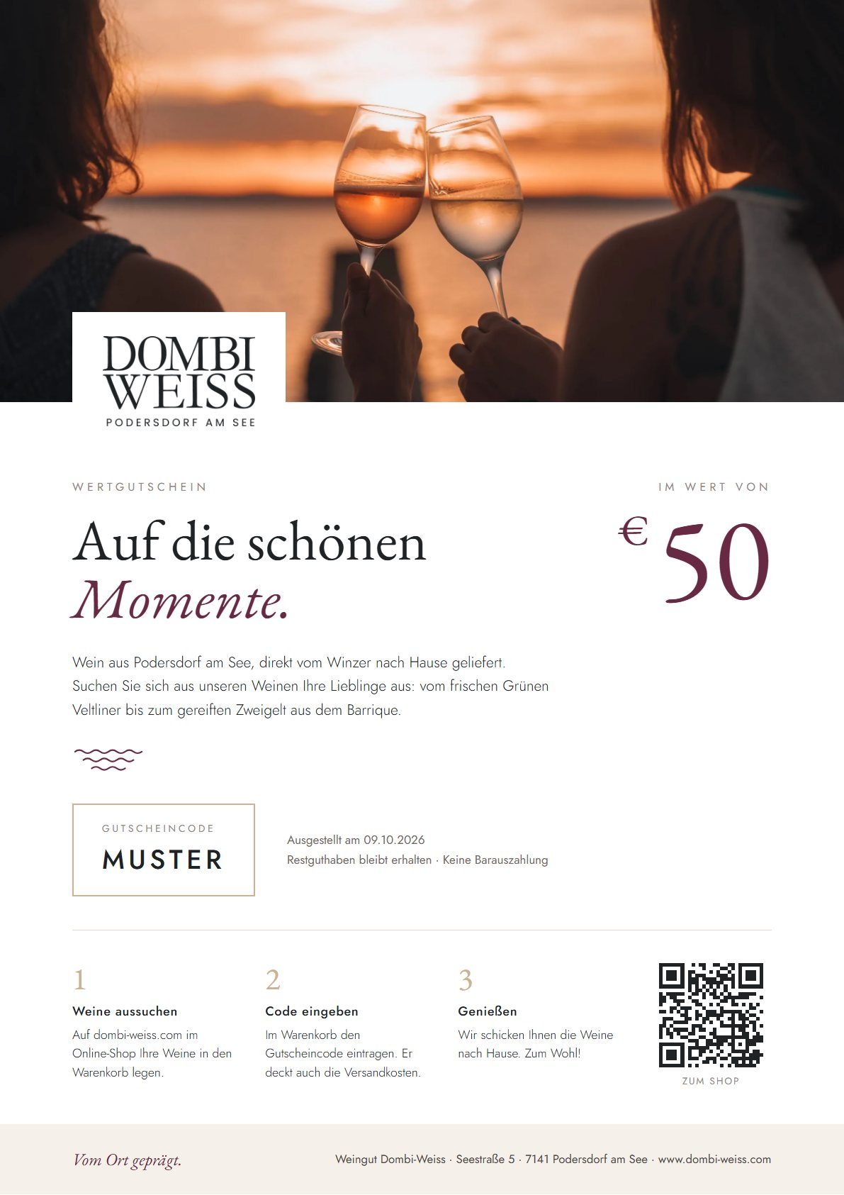 Wertgutschein von Dombi-Weiss (Muster)